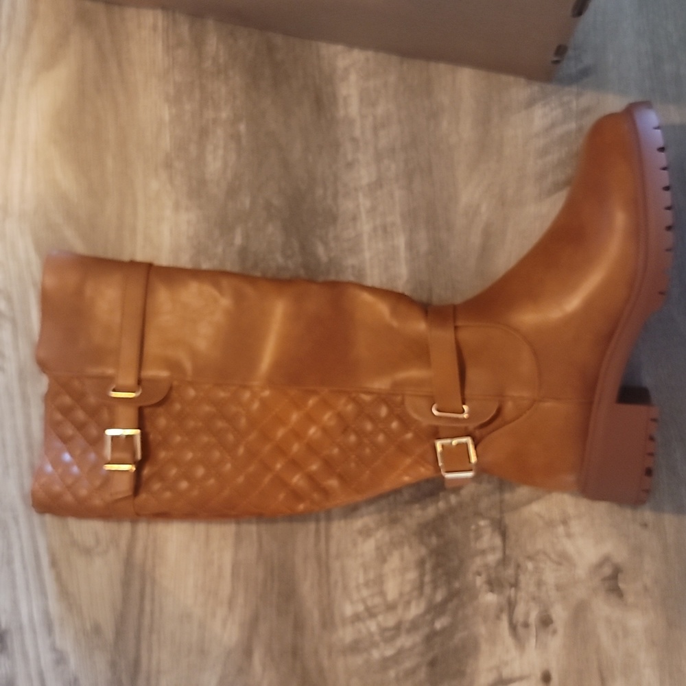 Women Platform Knee High Boots Chunky Block Heel Fashion Buckle Size 9